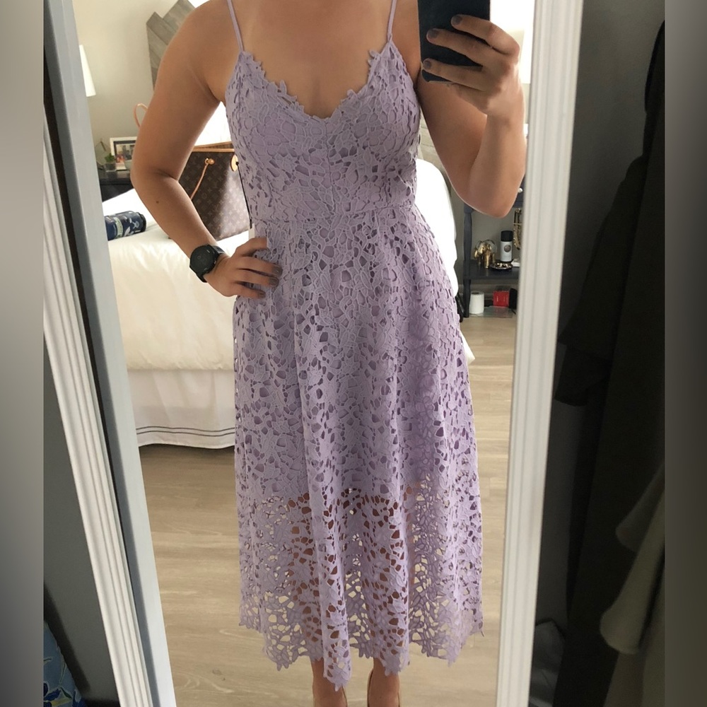 Lavender lace midi dress